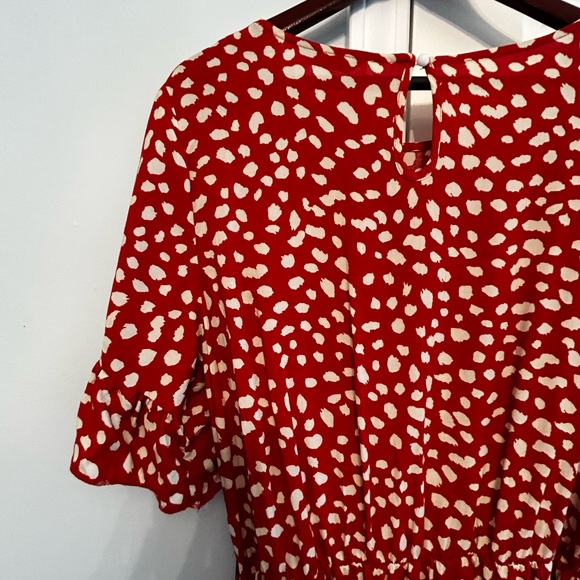 Belted Dalmatian Print Ruffle Trim Dress, Sz L - Picture 12 of 13